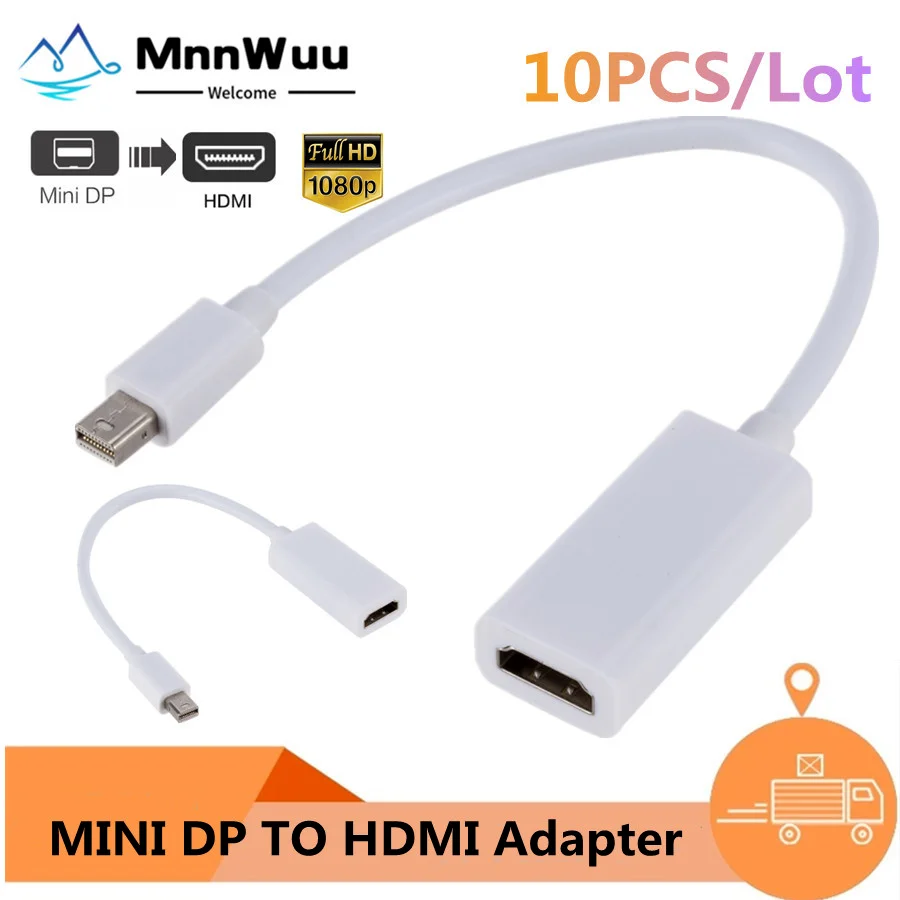 

Mini Displayport-HDMI-совместимый кабель 1080P, проектор для ТВ-проектора, конвертер MINI DP в HD для Apple Macbook Air Pro, 10 шт.