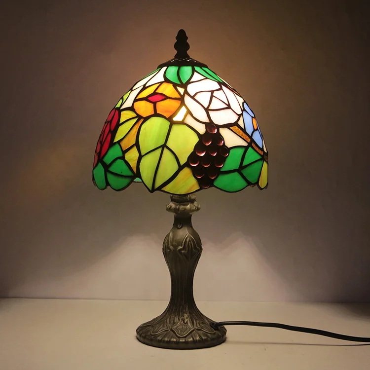 

LongHuiJing Stained Glass Bedside Lamps Floral Desk Reading Light home decoration lights Antique Tiffany Table Lamp