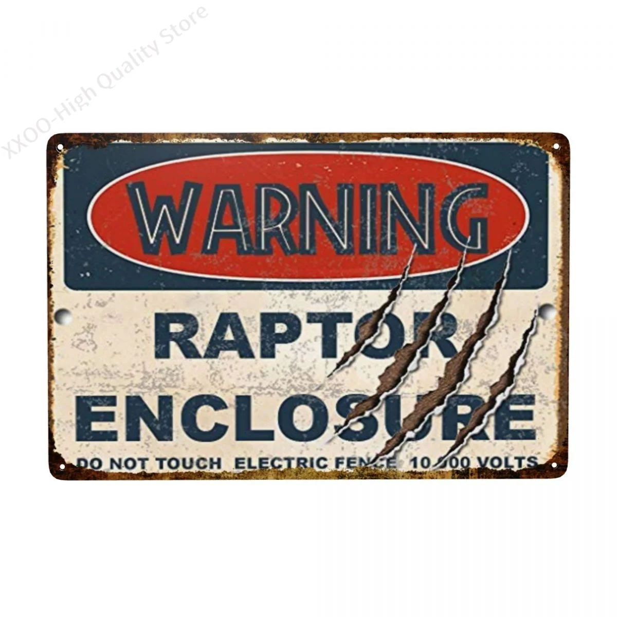 

Dinosaur Tin Sign Warning Raptor Enclosure Classic Movie Poster Bar Movie Wall Club Indoor and Outdoor Wall Retro Decoration