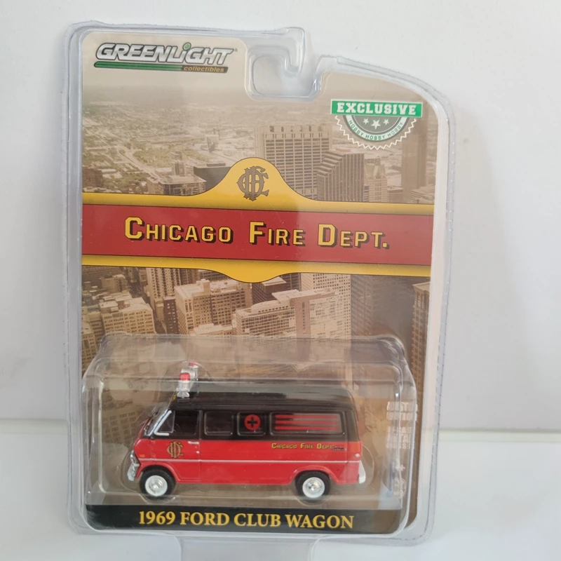 

GreenLight 1:64 1969 FORD CLUB WAGON Chicago Fire Dept пожарная машина литые металлические модели автомобилей из сплава игрушечный автомобиль для детей подарок