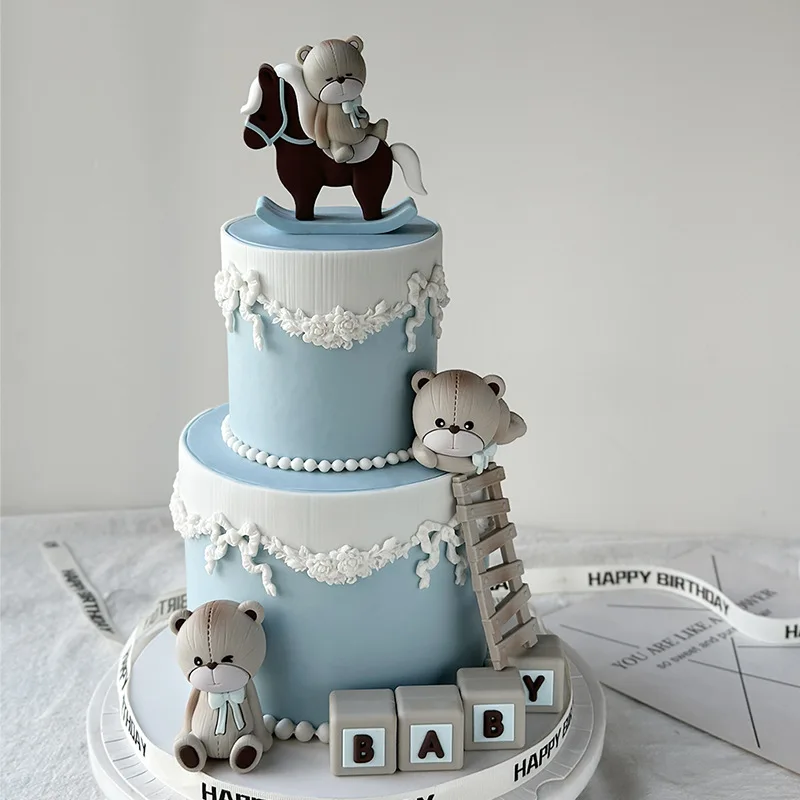 Новый 3D медведь торт Topper фигурка украшения для торта пол фразы Baby Shower мальчик