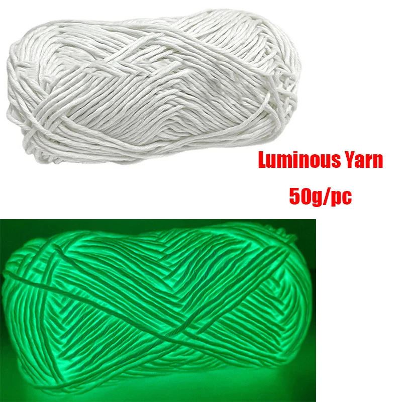 

2022 50g Yarn Glow in the Dark Polyester Luminous Glow Yarn 2mm for Hand Knitting Carpet Sweater Hat
