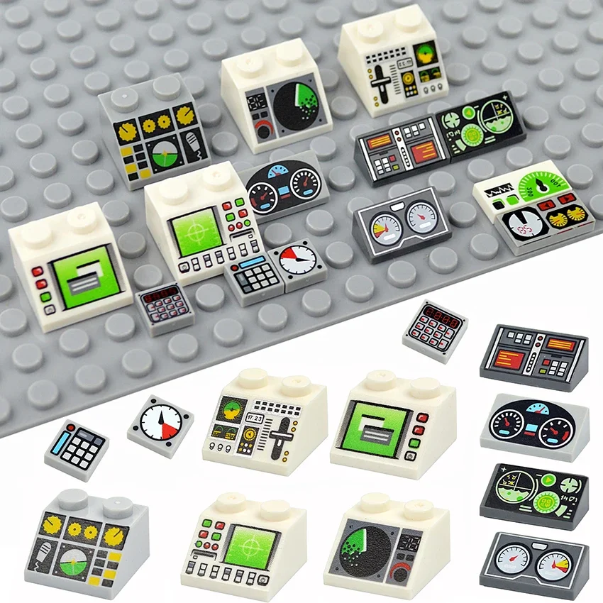 DlY Bricks 10 шт. печатный измеритель плитки приборная панель центр управления 1x1 1x2 2x2