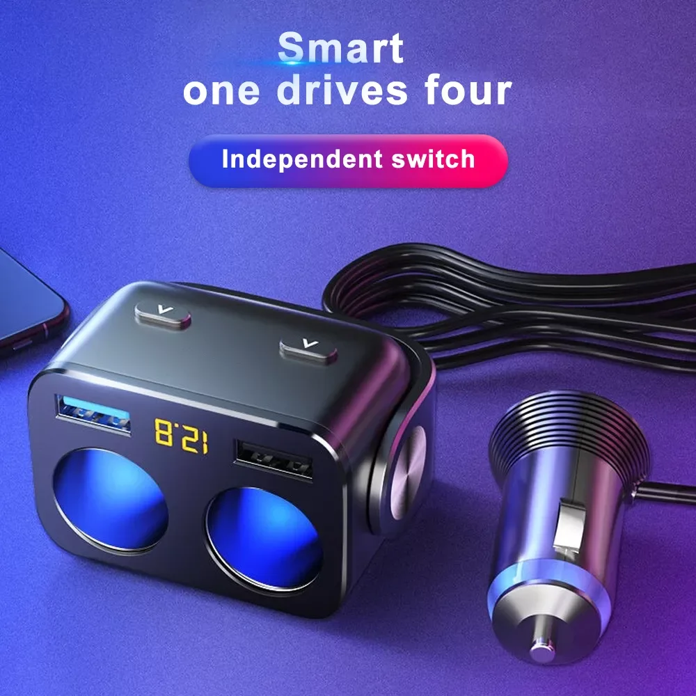 

Cigarette Lighter Socket Splitter Charger 12V Dual USB QC 3.0 Quick Charge Auto Cigarette Lighter Sockets Power Adapter Plug