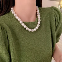 masa new korea fashion white color pearl bohemian necklace for woman wedding engagement party female jewelry gift masa47