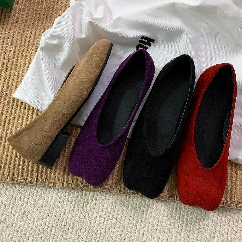 Дизайнерская женская обувь на плоской подошве в стиле ретро замшевые