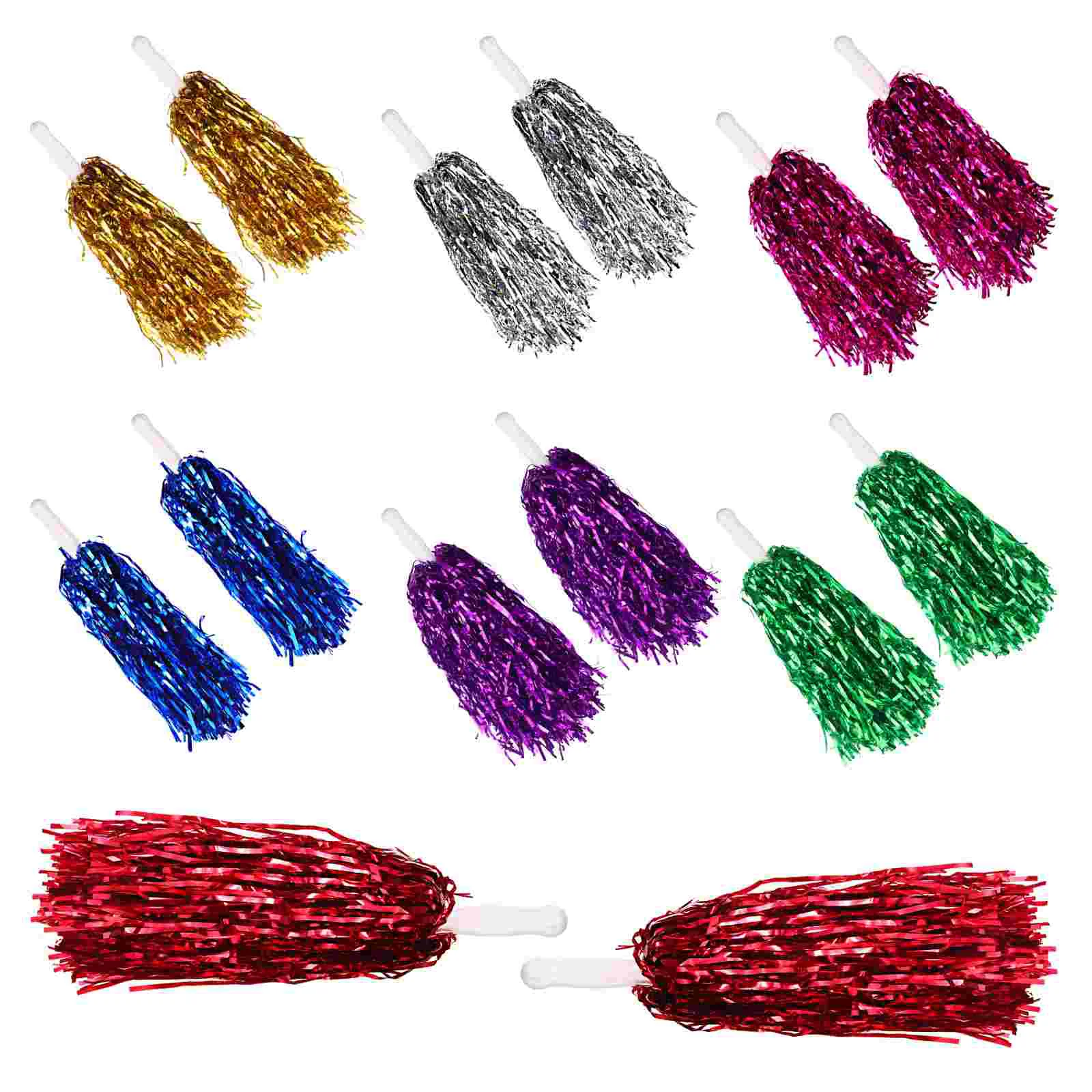 

NUOBESTY 14pcs Cheerleader Pom Poms Cheerleading Hand Flowers Metallic Foil Poms for Sports Events Team Players Parties