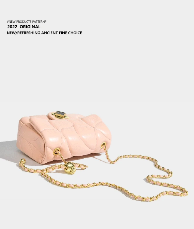 Elmsk 2022 Fashion French Vintage Square Single Shoulder Bag Office Lady Elegant Chain Texture Leather Messenger Bag Women