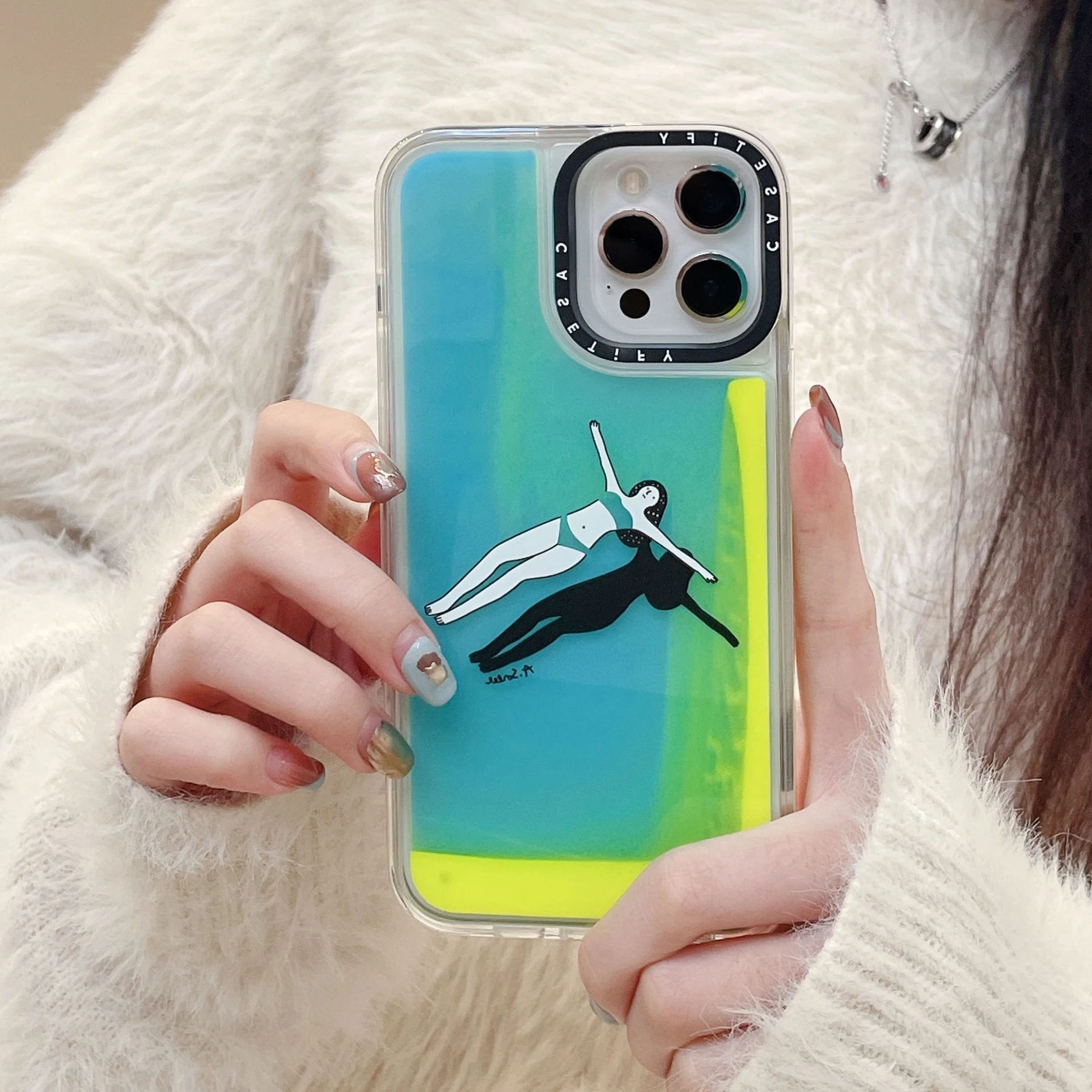 

Casetify модный пляжный чехол для телефона с ночным светом для Iphone 11 12 13 14 Pro Max Plus модный жесткий чехол с зыбучим песком с защитой от падения