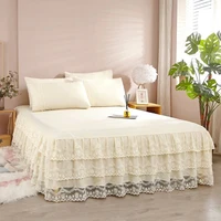 lace solid color bedspread for couple double king queen size mattress cover bed linen cotton sheet pillowcase home bed cover