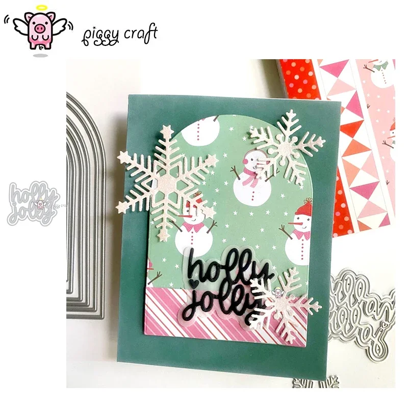 Piggy Craft металлические штампы для резки форма Holly Jolly Letters скрапбук нож рукоделия