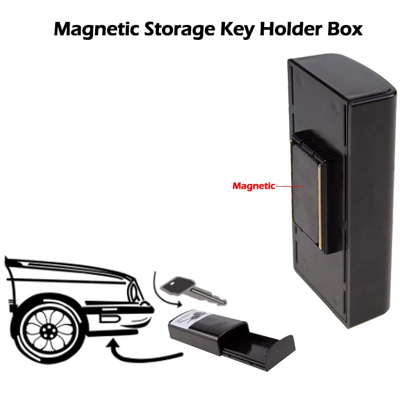 

Magnetic Storage Key Holder Box Black Key Safe Box Car Outdoor Stash With Magnet For Home Office Car Truck Caravan Secret Box