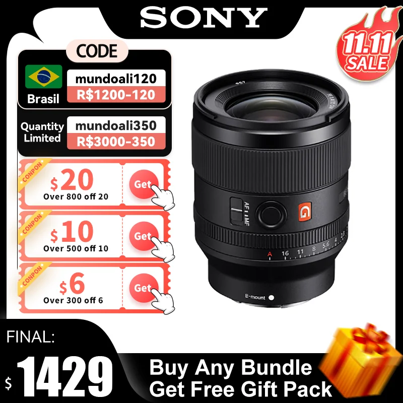 

【11.11SALE】Sony FE 35mm F1.4 GM Full Frame Large Aperture Prime GM Lens for A7III IV A6400 Portrait Still Life Lens SEL35F14GM