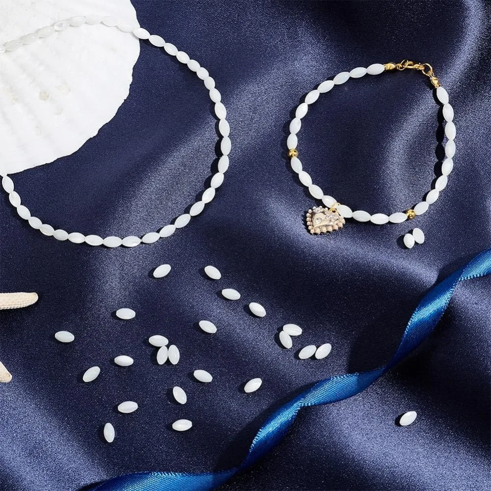 Около 110 шт. бусины из рисовых белых ракушек натурального ракушки диаметром 4 мм