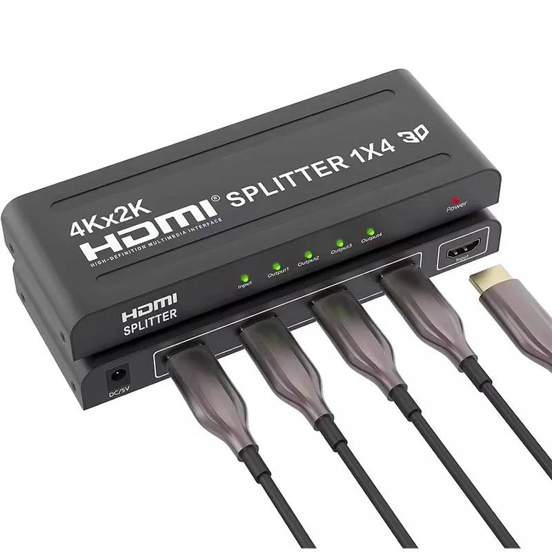 Фото HDMI-сплиттер 4K 1x4: распределитель видео HDMI, конвертер 1 вход на 4 выхода, дублирование изображения на 4 экрана для ПК, PS3/4, HDTV, проектора №2