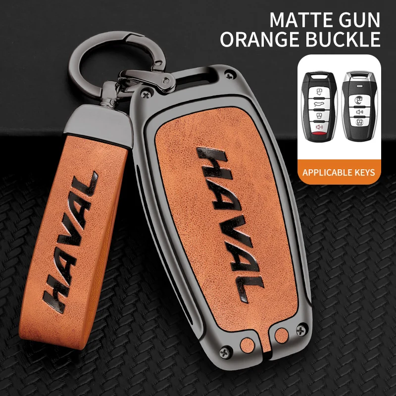 

Car Key Case Cover Bag Alloy Leather For Great Wall Haval Jolion Hover H4 H7 H8 H9 F5 F7 H2S GMW H6 2022 Car Styling Accessories