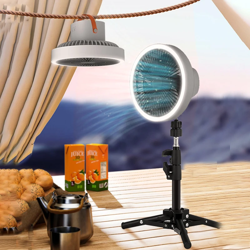 

Camping Tent Fan 10000Mah Wireless Desktop Circulator Fan Mini Portable Outdoor USB Fans With Power Bank LED Light Tripod