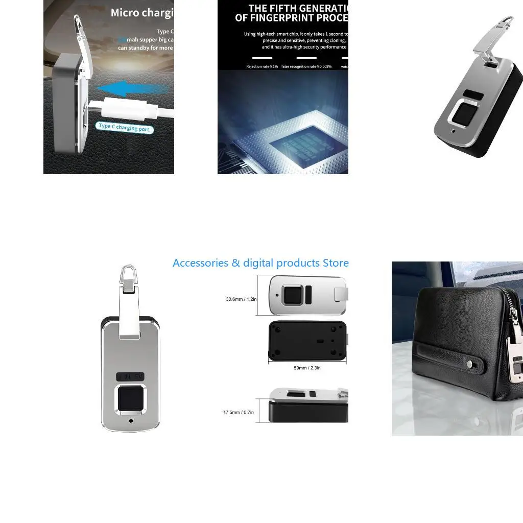Фото 77JD Мини-замок с зарядкой через USB для дорожной сумки C №1