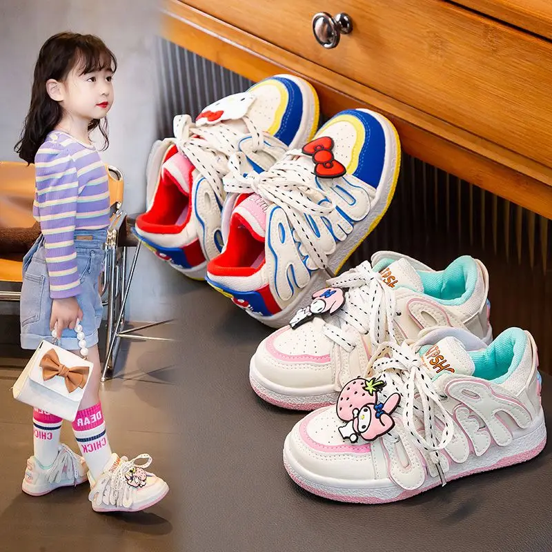 

Anime Kawaii Sanrios Hellokittys My Melody Kuromi Running Sneakers Cute Sports Kids Casual Shoes Outdoor Travel Girl Skate Shoes