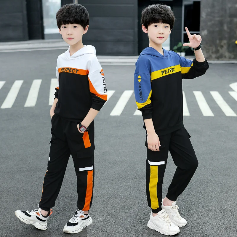 

Boys Suit Sweatshirts +Pants Cotton 2Pcs/Sets 2023 Spring Autumn Sports Sets Thicken Outdoors Children Clothing
