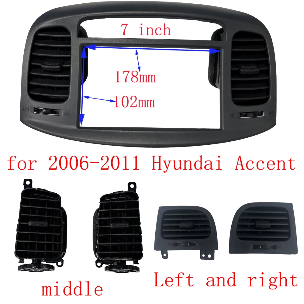 Фото HUIYAN 7-дюймовый автомобильный радиоприемник для Hyundai 2006-2011 гг., комплект приборной панели с акцентной панелью, установка накладки, розетка для кондиционера №1