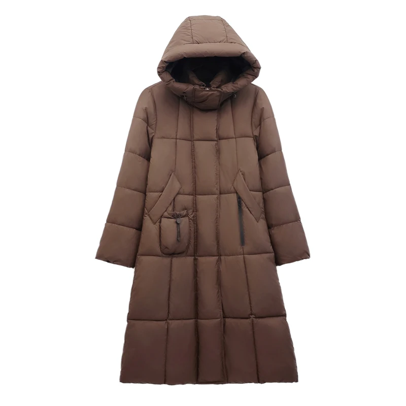 Длинное зимнее пальто женское S-3XL с капюшоном утепленная теплая одежда женская