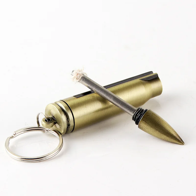

Hy733 Pointed Bullet Matches Portable Pendant Keychain Kerosene Lighter