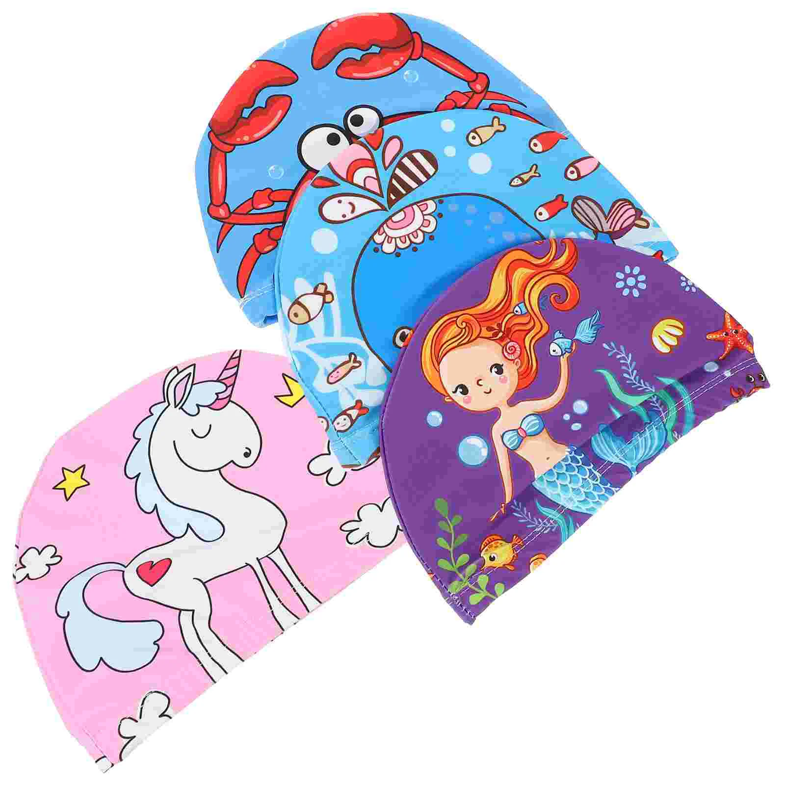 

4pcs Cloth Swim Cap Shower Cap Unisex Swim Hat Anti-skid Swim Cap for Swimming