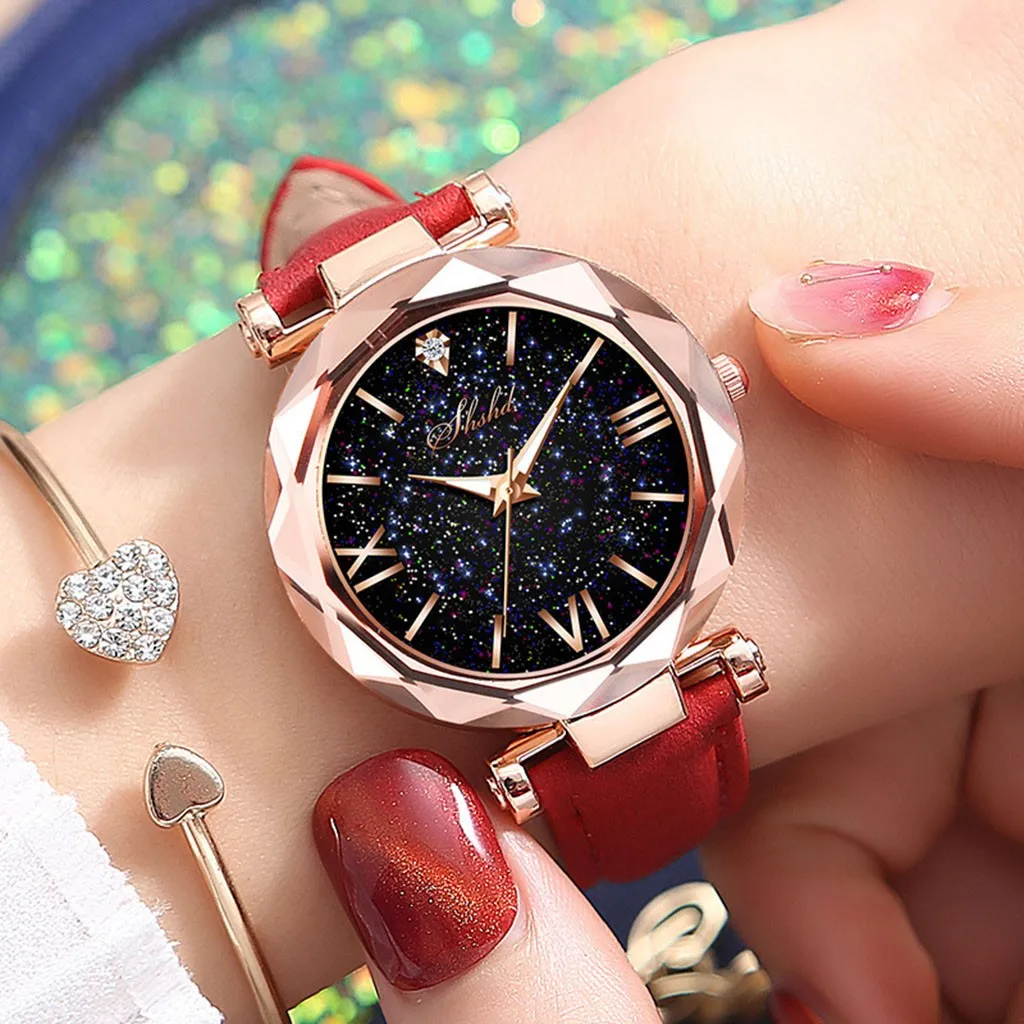 

2023 New Fashion Women'S Exquisite Quartz Watch Unisex Stars Little Point Frosted Belt Watch Dotted With Roman Scale Watch