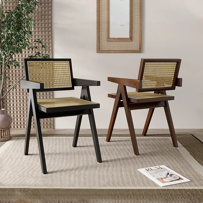 

Wood Rattan Dining Chair Office Outdoor Garden Dining Chairs Wooden Mobile Portable Muebles Comedor Living Room Furniture