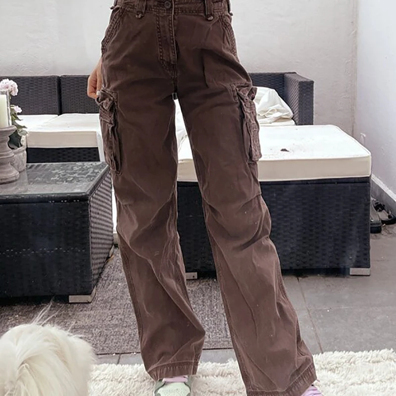 

Осенние модные женские джинсы Y2K уличная одежда прямые джинсовые брюки-бойфренды с высокой талией брюки-карго для мам повседневные брюки