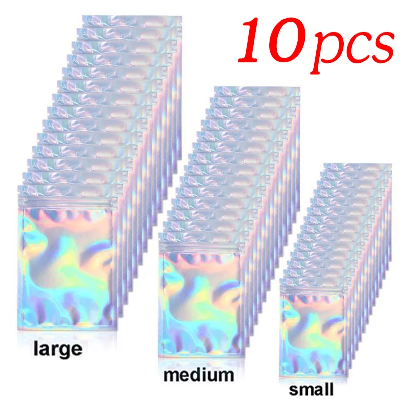 

10PCS Laser Sealed Bags Reusable Waterproof Translucent Sack Digital Jewelry Packaging Bags Portable Zip Lock Bags Storage Sack