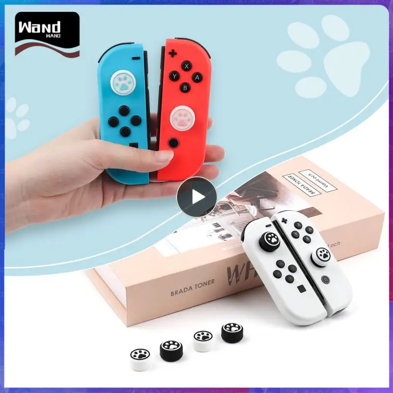 

6 Pieces Cats Paw With High Hat Rocker Arm Cover Handle Button Cover Top Hat Joystick Rocker Cover For Switch/site/oled Silicone