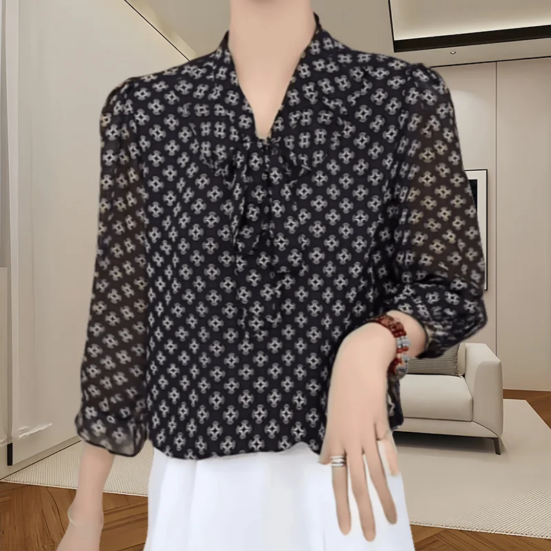 Рубашки французские sle блузки летняя Новинка топ с V-образным вырезом и рукавом