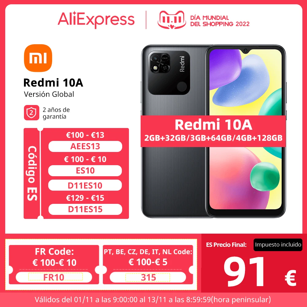 Ceny Xiaomi Redmi 10A Smartphone Wersja Globalna 2GB 32GB 13MP Podwójny Aparat 5000mAh Bateria 6.53
