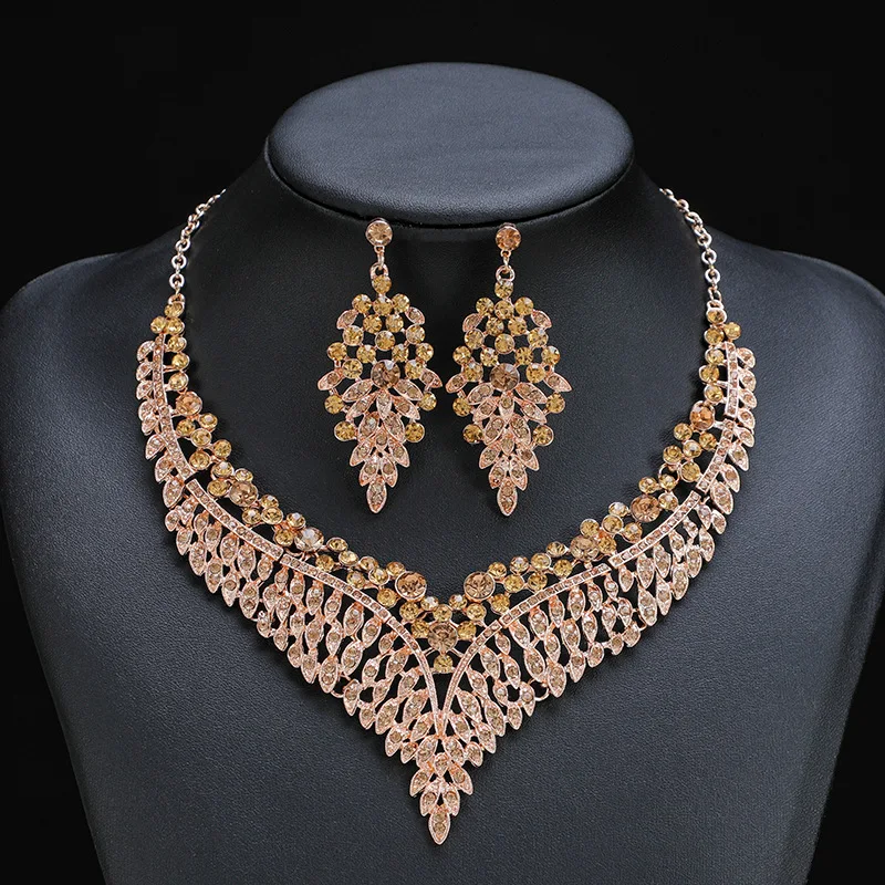 

Multi-style Bridal Rhinestone Jewelry Sets for Women Luxury Necklace And Earrings Set Wedding Crystal Jewelry Sets