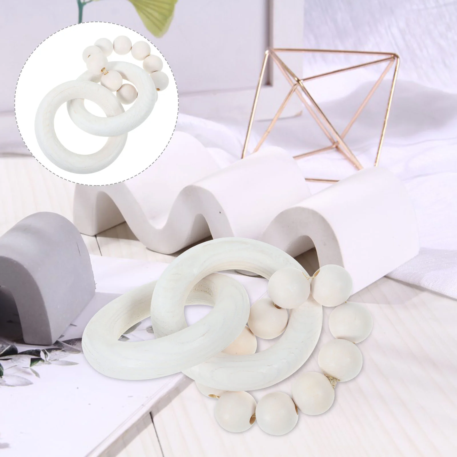 

Home Wood Chain Link Decor Cabinet Wooden Circle Decoration Office Desktop Ornament