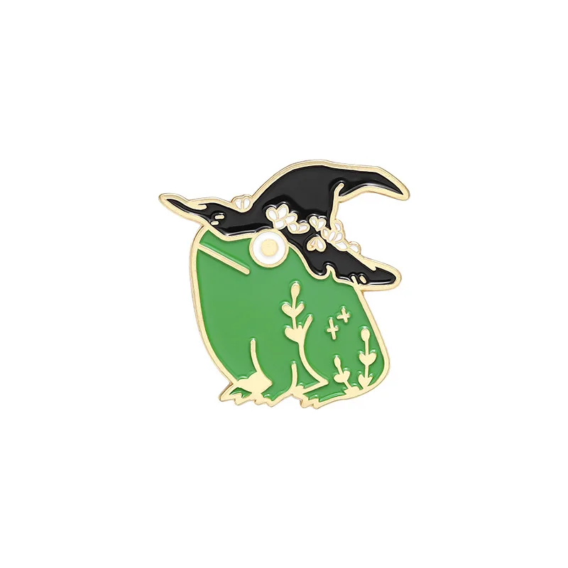 

Cute Funny Frog In Witch Hat Alloy Brooch Creative Cartoon Animal Badge Personality Clothing Accessories Drip Oil Enamel Brooch
