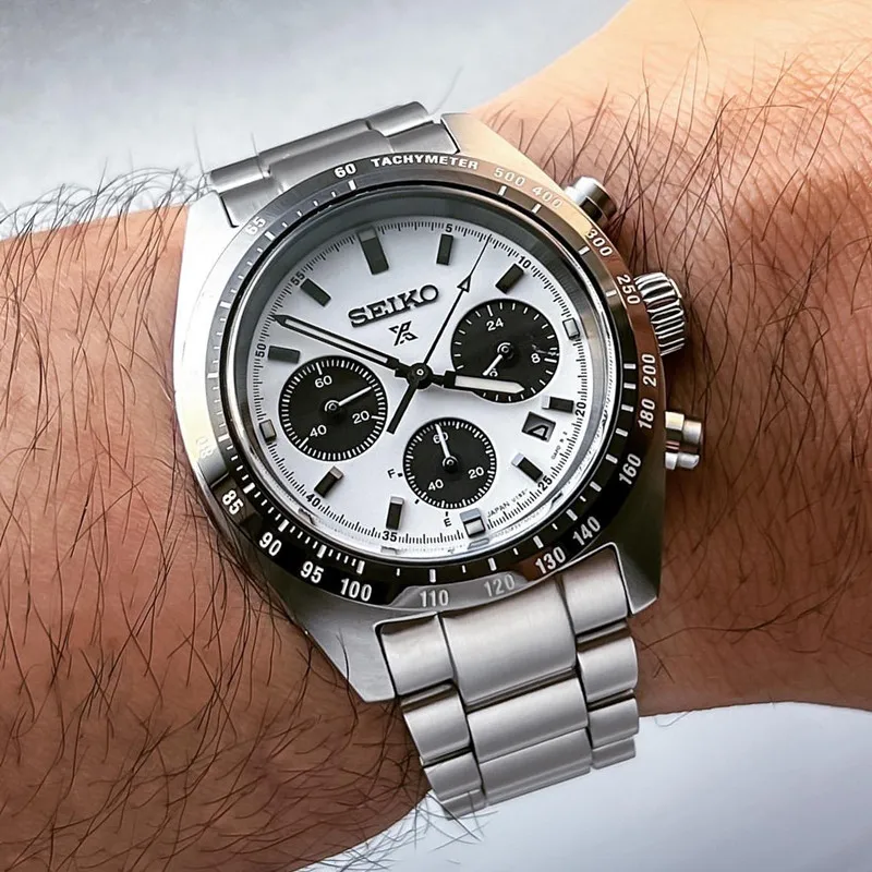 Дешево Часы наручные Seiko мужские с пандой, многофункциональные Роскошные модные деловые, с тремя отверстиями