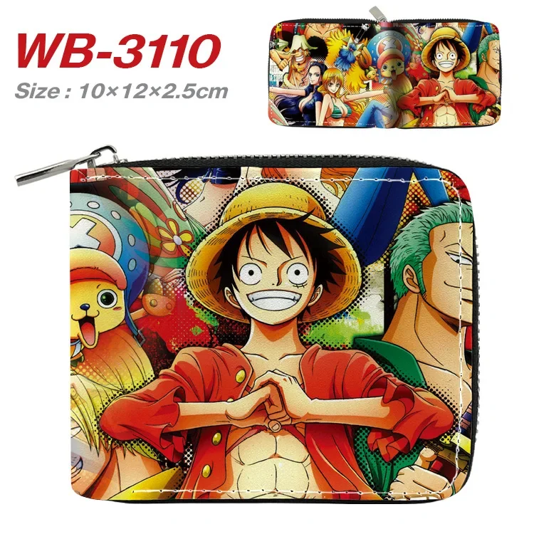 

One Piece Anime Peripheral Short Wallet Students Men and Women Pu Zipper Fold Leather Wallet Card Bag Coin Purse Children's