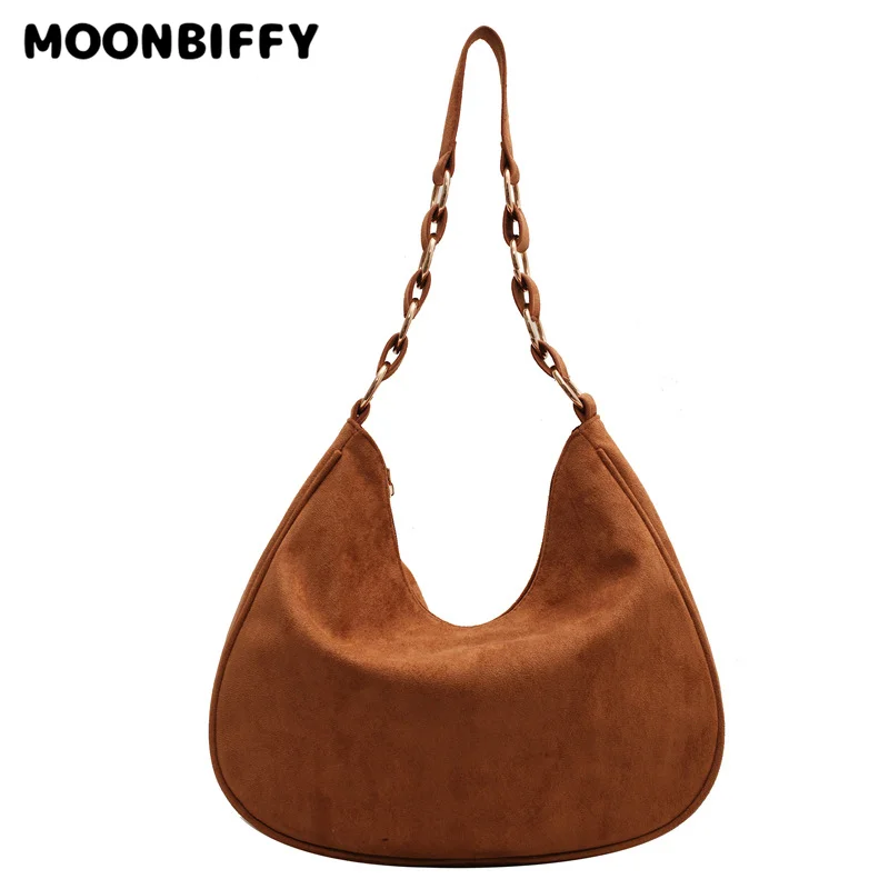 

Осенне-зимняя новая простая модная бархатная Женская сумка через плечо большой емкости из оленьей кожи, сумка для подмышек с великолепным э...