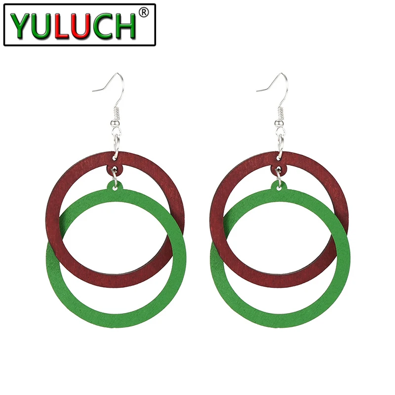 

New Fashion korean Women Large Round Wood Earrings Female Casual Streetwear Eardrop Hook Earrings Girls Jewelry Accessories
