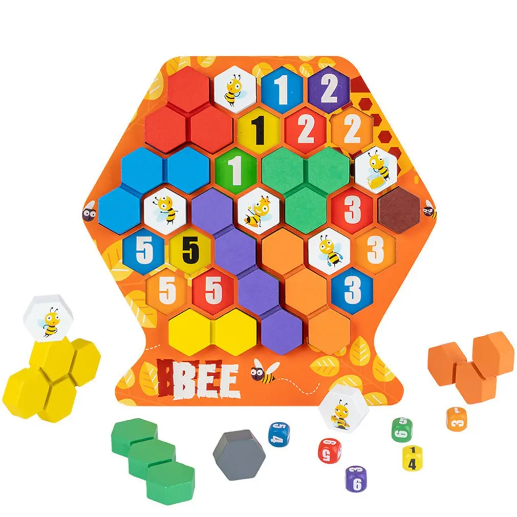 

Honeycomb Puzzle Bee Hive Game Wooden Hexagon Blocks For Montessori Thinking Family Board Game Build Their Honeycomb