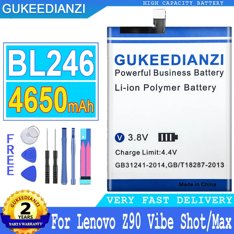 

4650mAh GUKEEDIANZI Battery BL246 BL 246 For Lenovo Vibe Shot Z90 BL246 Z90A40 Z90-7 Z90-3 Rechargeable Big Power Bateria