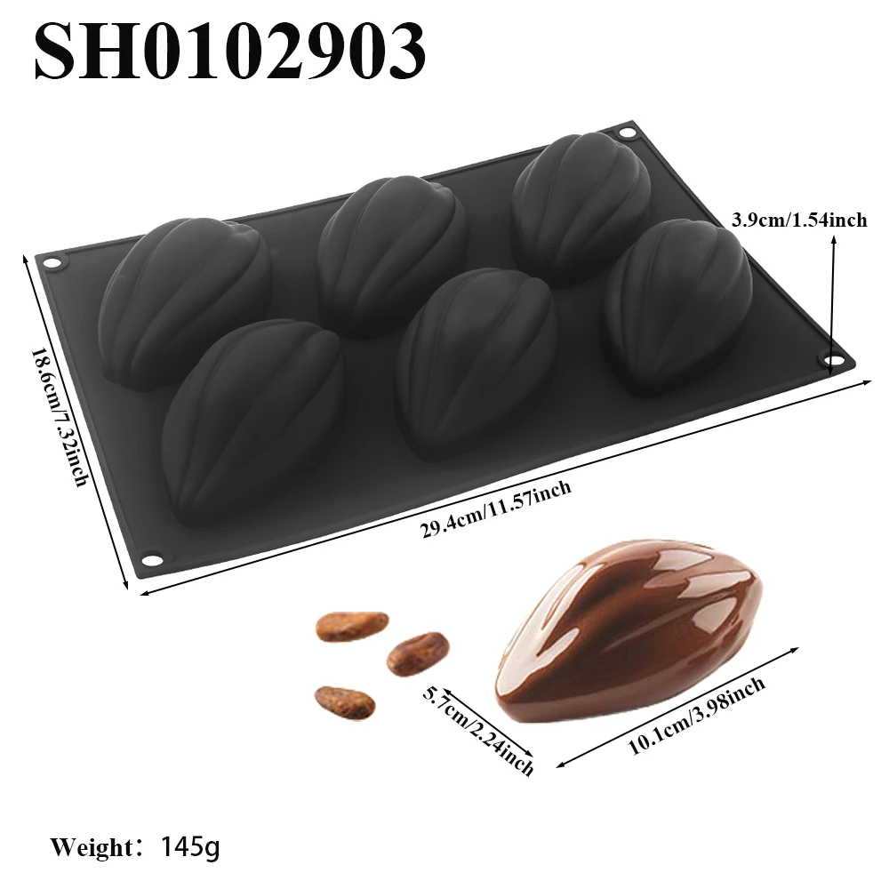 

Силиконовая Форма Для Выпечки На 6 Ячеек: Для Оливкового Мусса, Кофейных Зерен, Шоколадных Десертов