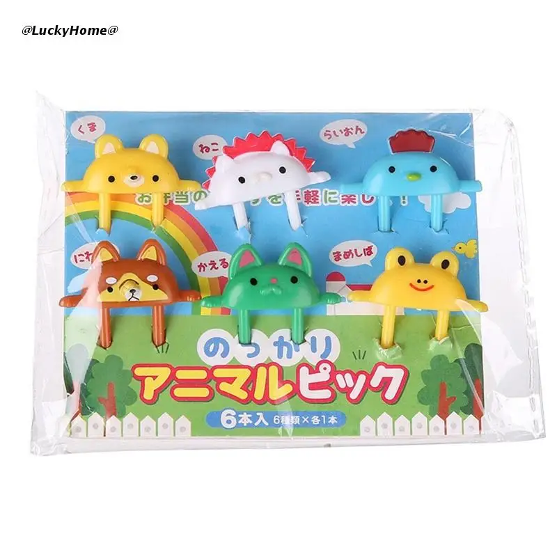 

11UA Plastic Little Fork Dessert Forks Cartoon Animals Shaped Bento Box Decorations