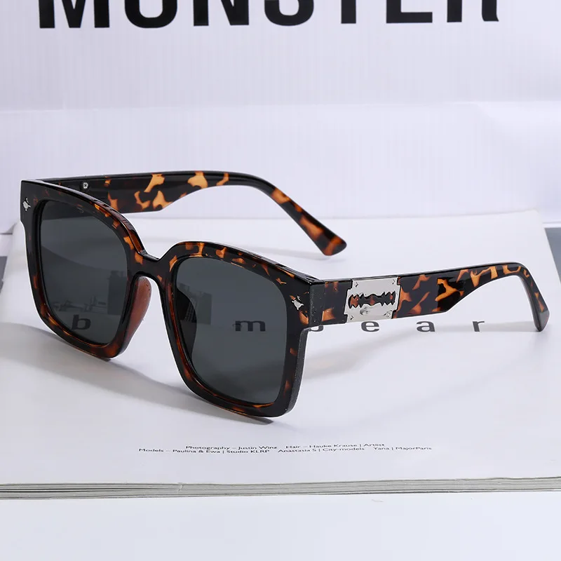 

NEW Wide legs rectangle sunglasses for big face uv protection 2022 trendy blade logo shades for women men vintage oculos de sol