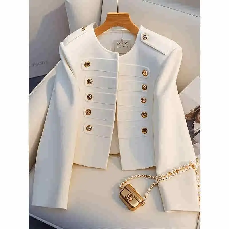 Весенняя женская белая куртка с уникальным ощущением роскоши супер красивая