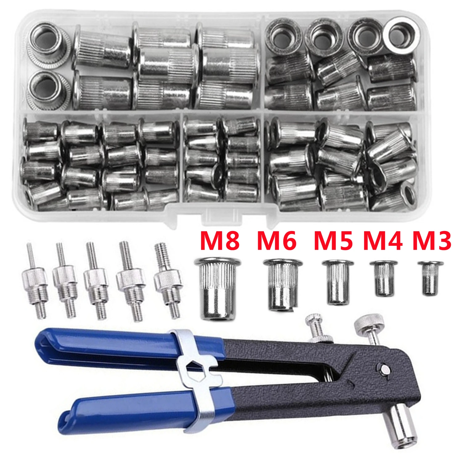 100 шт. заклепочные гайки из нержавеющей стали с плоской головкой в комплекте M3 M4 M5