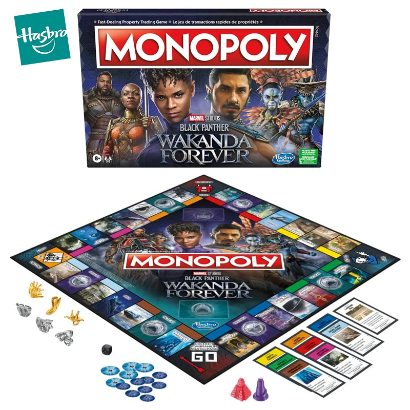 

Original Hasbro Monopoly Board Game Marvel Black Panther Wakanda Forever Party Table Game for Family Kids Toys for Children Gift